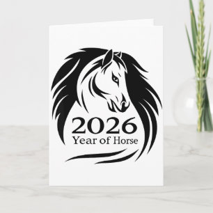 Cartão Ano Festivo do Cavalo de Fogo 2026 Ano Novo Chinês