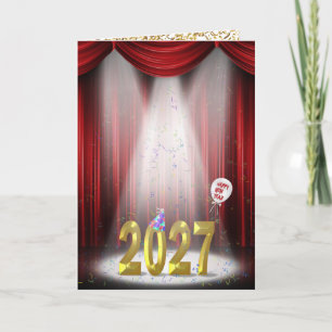 Cartão Ano Novo 2027 No Palco Em Destaque