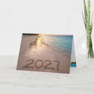 Cartão Ano Novo 2027 Praia Tropical