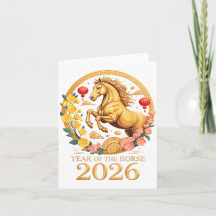 Cartão Ano Novo Chinês 2026 Ano do Cavalo Feliz Ano Novo