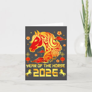 Cartão Ano Novo Chinês 2026 Cavalo Feliz Ano Novo Chinês