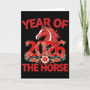 Cartão Ano Novo Chinês 2026 Cavalo Zodíaco Divertido Anim