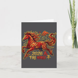Cartão Ano Novo Chinês do Cavalo 2026 Cavalo de Fogo Chin