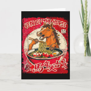 Cartão Ano Novo Chinês Zodiac do Cavalo 2026 Ramen Fu