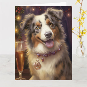 Cartão Ano Novo do Australian Shepherd