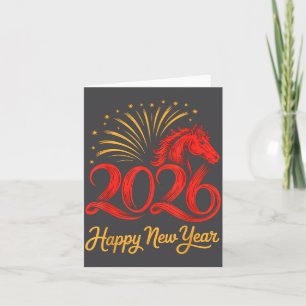 Cartão Ano Novo Feliz do Cavalo do Zodíaco Chinês de 2026