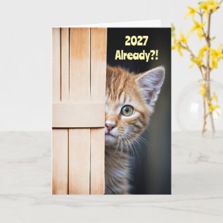 Cartão Ano Novo Fofo Engraçado 2027 Gatinho Laranja Gengi