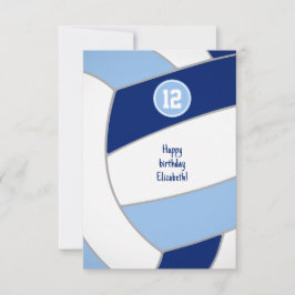 Cartão anos ou parabéns de voleibol branco azul