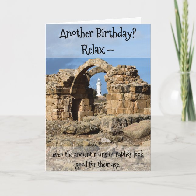 Cartão Another Birthday?  Card with Paphos ancient ruins (Frente)