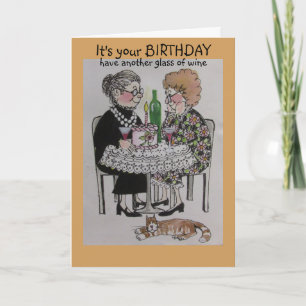 Cartão Another glass of wine, whimsical birthday card