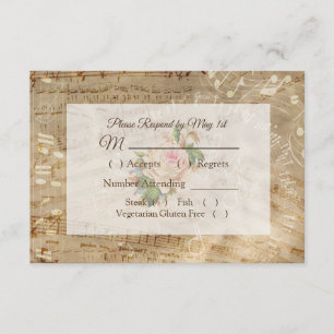 Cartão Anterior de Vintage Rosa Wedding RSVP