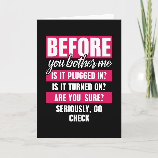Cartão Antes De Me Incomodar Com Suporte Técnico Engraçad (Frente)