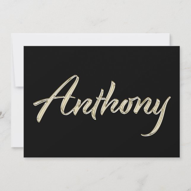 Cartão Anthony Name white gold Handwriting Karte (Frente)