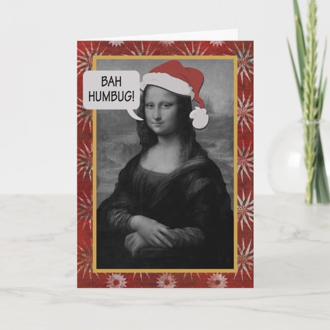 Cartão Anti-Natal Bah Humbug Mona Lisa (Frente)