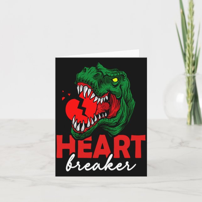Cartão Anti Valentines Day Single Heart Breaker T Rex Di  (Frente)