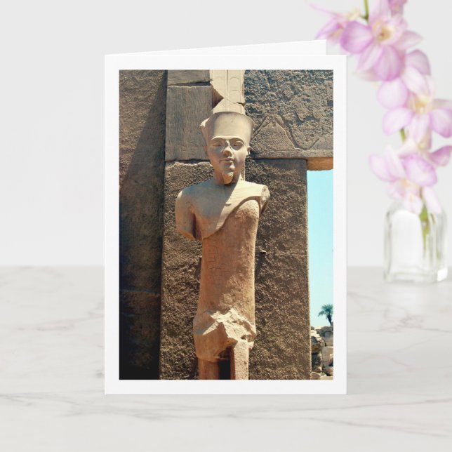 Cartão Antiga Estátua Egípcia, Luxor, Egito (Orquídea)