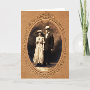 Cartão Antiga moda fotográfica Sépia 1910s com Casal anti