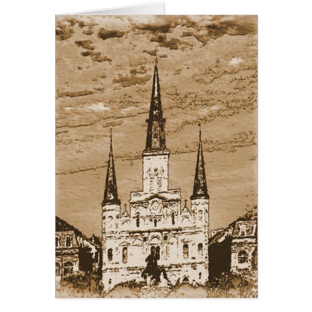 Cartão Antiga Rua Vintage, Catedral Francesa de Louis (Frente)