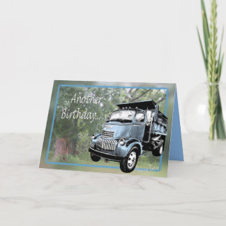 Cartão Antigo caminhão de lixo azul personalizado