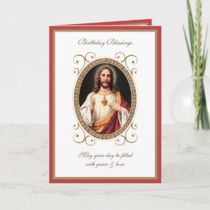 Cartão Antigo do Sagrado Coração de Jesus para Ani