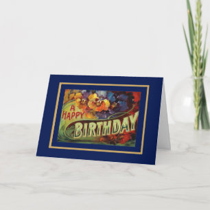 Cartão Antigo Feliz Aniversário Saudações
