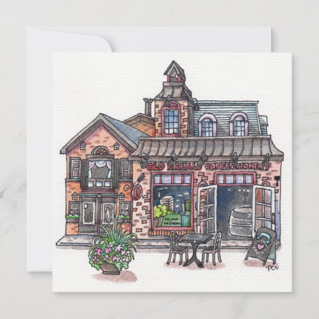 Cartão Antigo Hall na Cidade (Frente)