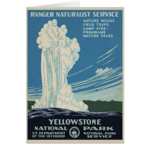 Cartão Antigo Old Faithful no Parque Nacional de Yellowst