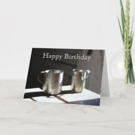 Cartão Antiguamente Tin Cups Feliz Aniversário