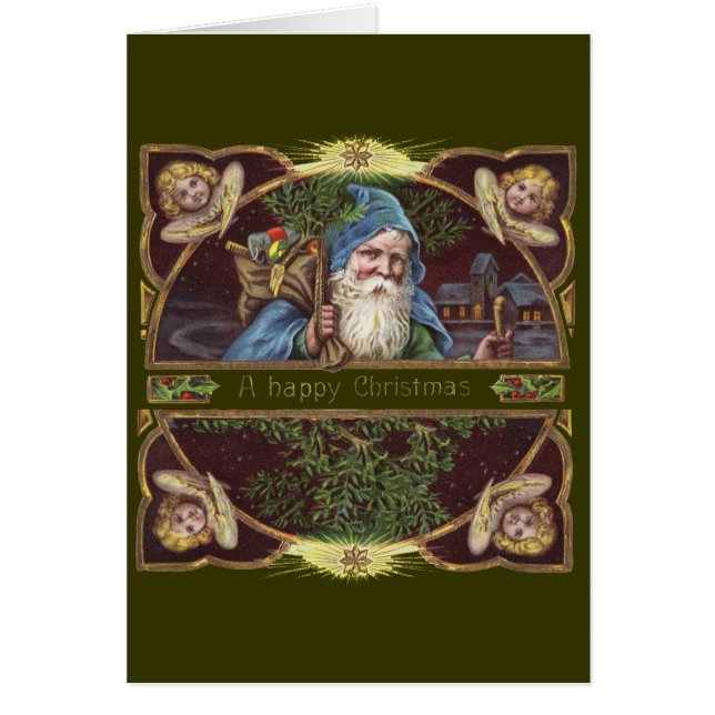 Cartão Antiguidade de Natal dos Papais noeis Vitorianos A (Frente)
