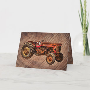 Cartão Antiguo Trator Vermelho