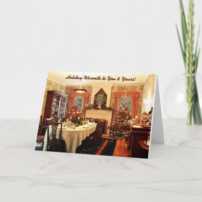 Cartão antiquado do comensal de Natal (Frente)