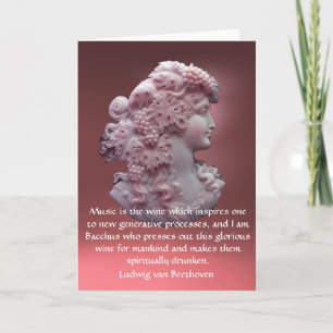CARTÃO ANTIQUE CAMEO,LADY WITH GRAPES ,WINE MUSIC QUOTE