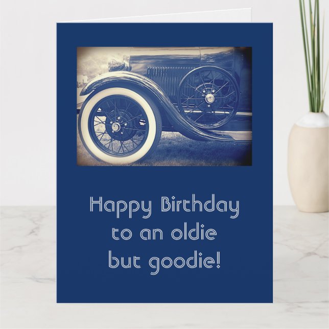 Cartão Antique Classic Cars Blue Birthday Big Card (Frente)