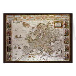 Cartão Antique Map of Europe by Willem Jansz Blaeu, c1617