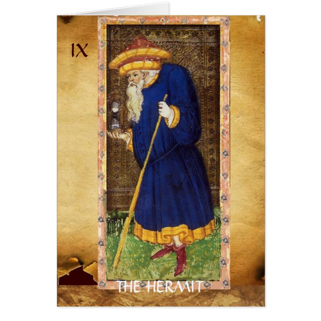 CARTÃO ANTIQUE RENAISSANCE TAROTS 9 / THE HERMIT (Frente)