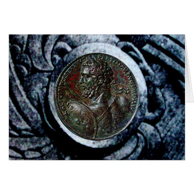 CARTÃO ANTIQUE ROMAN BRONZE MEDALLION COM GRIFFINAS (Frente Horizontal)