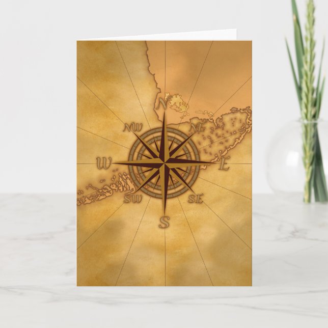 Cartão Antique Style Compass Rose (Frente)