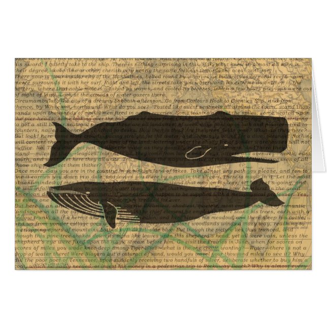 Cartão Antique Whale Nautical Sea Life (Frente Horizontal)