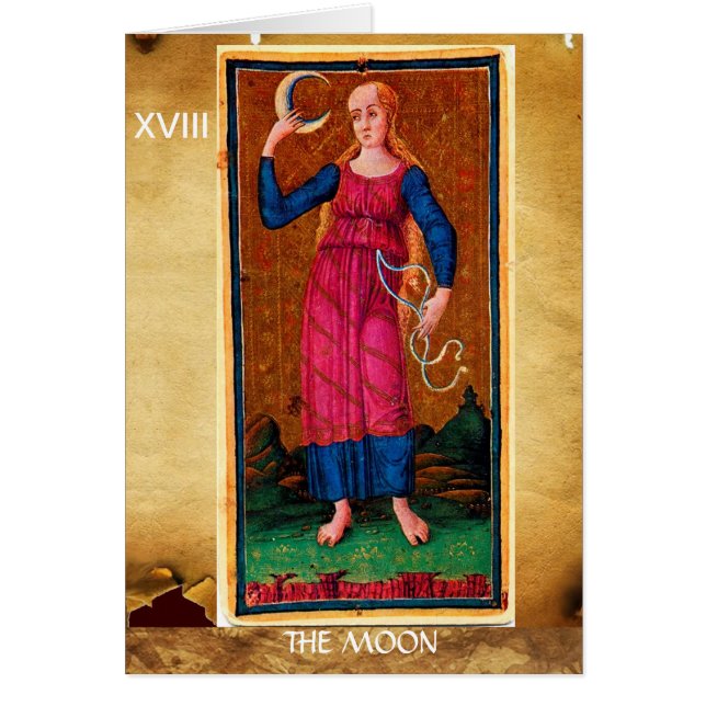 CARTÃO ANTÍQUIO RENAISSANCE TAROTS 18 / A LUA (Frente)