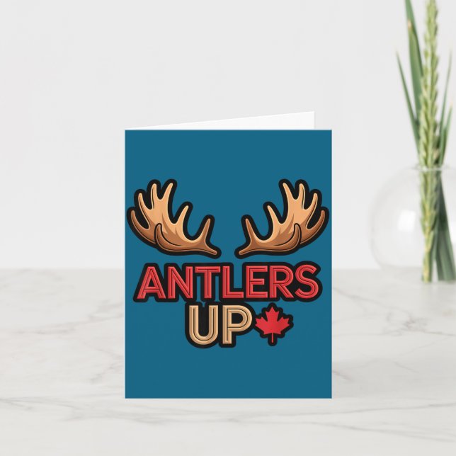 Cartão Antlers Up Canadian Pride Funny Canada Flag Moose  (Frente)