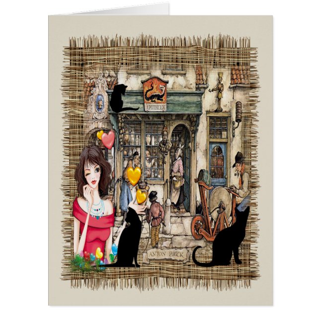 Cartão Anton Pieck - compro Químico (Frente)