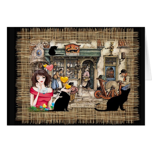 Cartão Anton Pieck - compro Químico (Frente Horizontal)