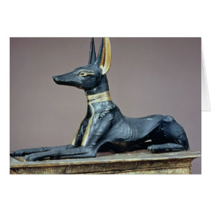 Cartão Anubis, deus egípcio do morto de uma caixa