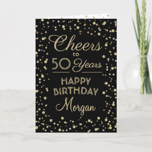 Cartão ANY Birthday Cheers Elegant Black and Gold Glitter