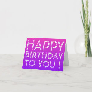 Cartão Any Name Editable Happy Birthday Pink Purple Ombre