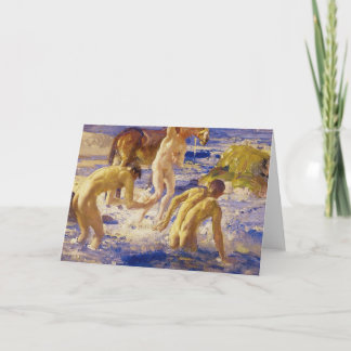 Cartão Anzacs Bathing in the Sea Fine Art Saudações