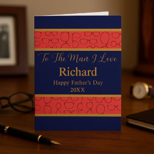Cartão Ao homem que amo o coral do dia do pai e o azul Ma