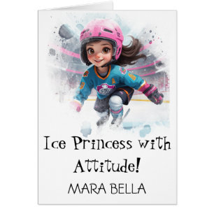 Cartão *~* AP94 Cute 4 Hockey Girl Personalize Aniversári