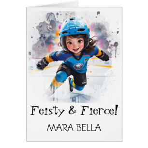 Cartão *~* AP94 Cute Hocky Girl 18 Personalize Aniversári