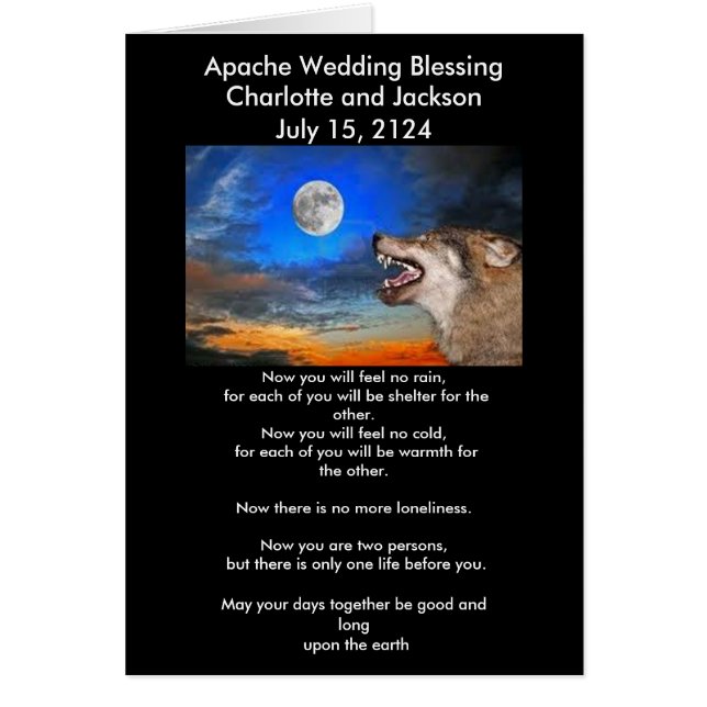 Cartão Apache Wedding Blessing Cinza Wolf (Frente)